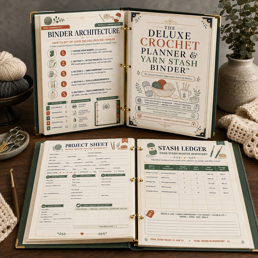 The Deluxe Crochet Planner & Yarn Stash Binder™