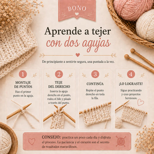 Bono: Aprende a tejer con dos agujas
