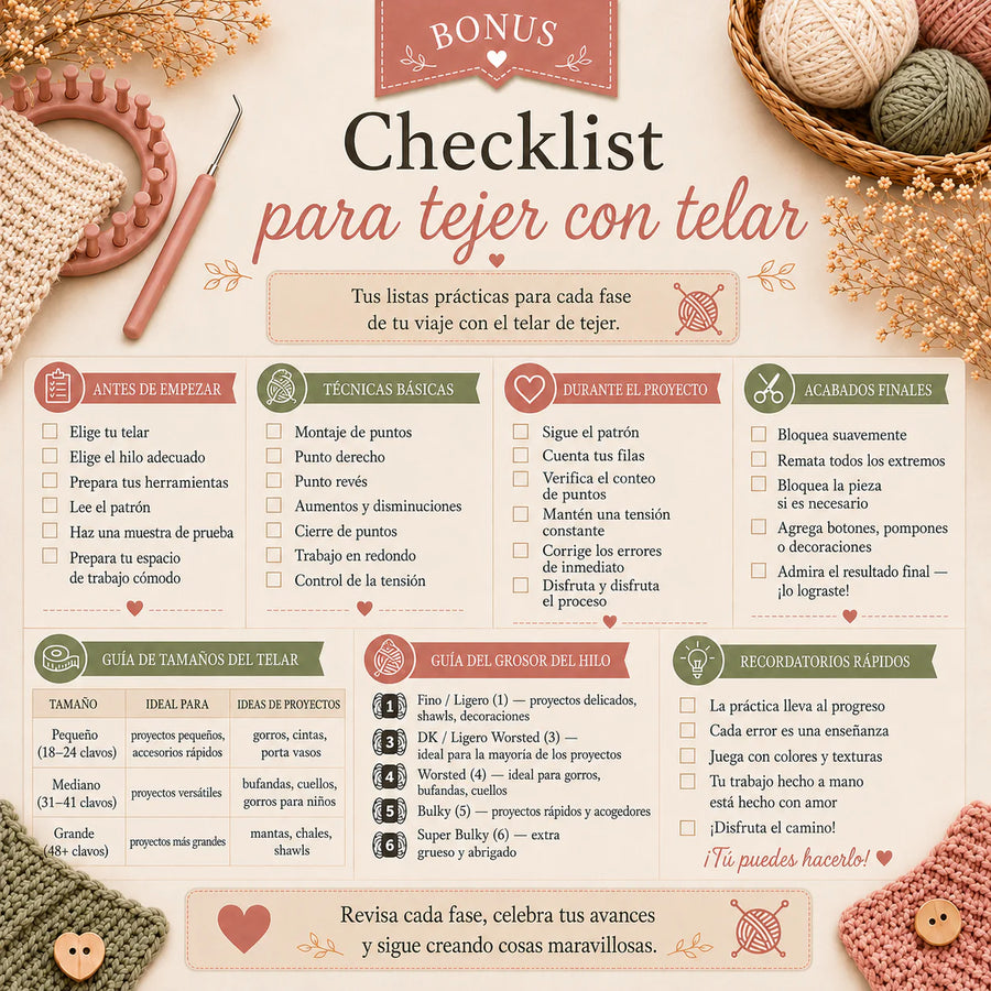 Checklist para tejer con telar