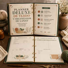 Mockup regenerado en español del Planner Deluxe de Tejido y Organizador de Lanas