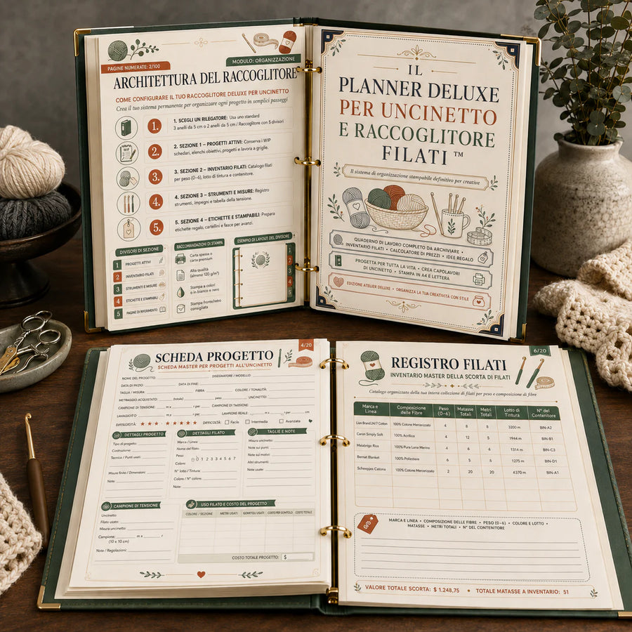 Planner Deluxe per Uncinetto e Raccoglitore Filati in italiano