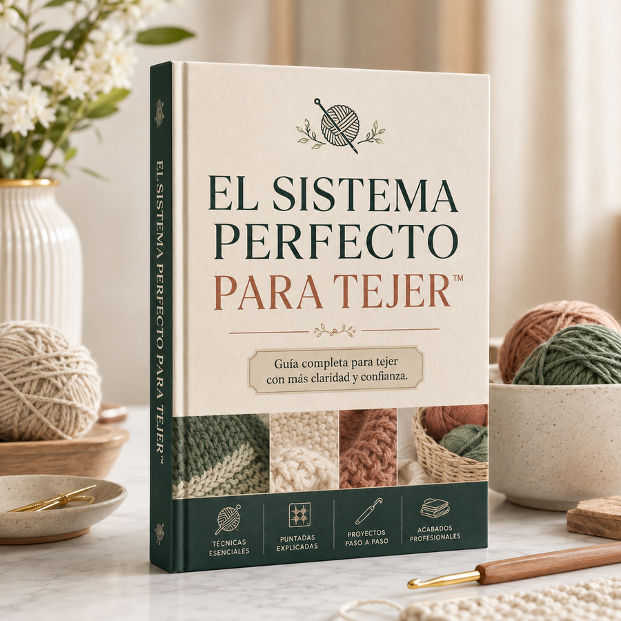 Mockup regenerado en español de El Sistema Perfecto para Tejer